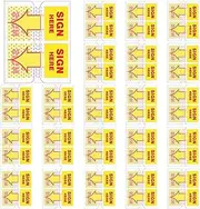 MEOXPAZ 300pcs Yellow Sign Here Flags with Dispenser Arrows, 1 Inch (Waterproof, Reflective)
