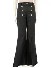 Black Button Split End Trousers