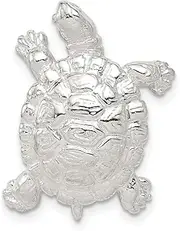 [JewelryWeb] 925 Sterling Silver Solid Polished Hidden bail Turtle Charm Pendant Necklace 26x17mm Wide