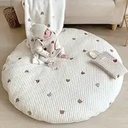 Poowe Cute Bear Nursery Rug Baby Play Mat Round Baby Mat Tummy Time Mat Carpet Cartoon Rabbit Home Decor,Grey Tummy Time Blanket
