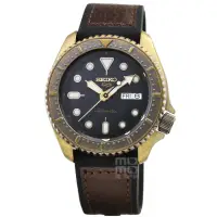 在飛比找momo購物網優惠-【SEIKO 精工】精工復古5號機械膠帶腕錶-黑面銅色錶殼(