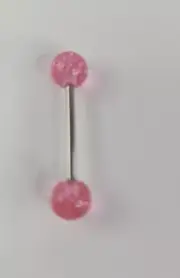Glow In The Dark Luminous Light Pink Barbell Tongue Rings Body Piercing.