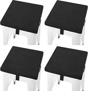 Tromlycs Bar Stool Cushion Square 12x12 Chair Seat Cushion Set of 4 Textured Barstool Pad with Ties 12 inch Black
