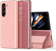 [YBROY] Case for Samsung Galaxy Z Fold5 5G, Mirror Plating Flip Case with Sleep/Wake Function, Folding Bracket, Intelligent Phone Case for Samsung Galaxy Z Fold5 5G Cover.(Rose Gold)