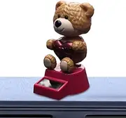 Car Ornaments For Dashboard -Solar Powered Bear Dashboard Decoration – Dancing Head Toy, Cute Bobblehead Animal Figurine For Car Interior, Office Desk, Bedroom Shelf, Home Table Ornament