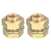 2Pcs Brass Bulkhead Fitting NPT 1/8" Water Tank Connector with Washers