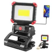 LED Rechargeable Work Light with Clamp, 2100LM Super Bright COB Magnetic Work