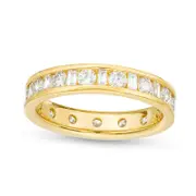 1.5 CT. T.W. Baguette and Round Natural Diamond Eternity Band in Solid 14K Gold (H/SI2)