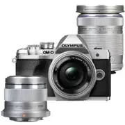 Olympus OM-D E-M10 Mark III Silver Triple Lens Kit w/ 14-42mm, 45mm f/1.8, 40-150mm f/4-5.6