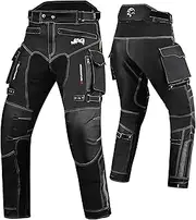 JAG Motorcycle Pants Men - Maverick Black Motocross Pants with Armor Impact Protection & Water Resistant Cordura Fabric