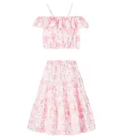 [Tartine et Chocolat] Tartine et Chocolat Printed cotton top and skirt set Y 14 white