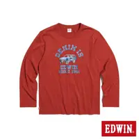 在飛比找momo購物網優惠-【EDWIN】男裝 丹寧吉普車長袖T恤(深桔色)