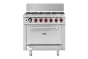 Gasmax Freestanding Natural Gas 6 Burners Stove with Gas Oven 914mm Width GBS6TS