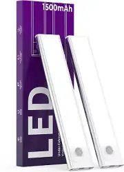 Under Cabinet Motion Sensor LED Lights, Battery Operated, 2-Pack, White