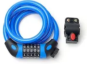 UVTQSSP Bike Lock 5-Digit Combination Bike Cable Locks 4ft Lenth 0.47“ Diamete Bike Locks Heavy Duty Anti Theft E-Scooter Lock with Mount for Bikes E-Bike Kids Scooter Steel Vinyl Blue