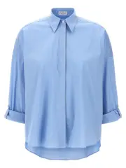 [Brunello Cucinelli] Brunello Cucinelli-Monile Poplin Shirt Camicie Celeste-Donna M Light Blue