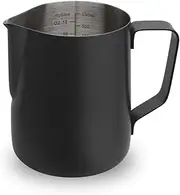 [watchget] Stainless Steel Milk Frothing Pitcher 20oz/600ml - Espresso Steaming Pitcher for Cappuccino, Latte Art, Coffee Machine Accessories Milk Jug Coffee Frother Cup, Black