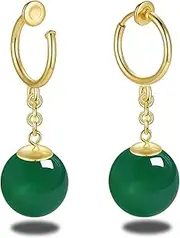 [SHASIGI] Anime Goku Potara Ball Dragon Z Black Vegetto Cosplay Sterling Silver Clip On Drop Hoop Earrings for Men Women Hypoallergenic Nature Jade Citrine Onyx Crystal Jewelry Gifts