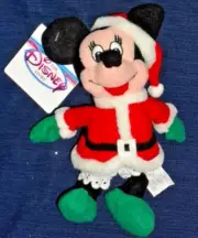 SANTA MINNIE MOUSE beanbag plush 7" w/Tag NWT Disney Store NEW!