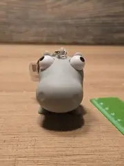 GRAY HIPPO Rubber Squeeze Toy Eyes Pop Out Keychain Stress Fidget 2" New