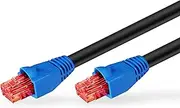 Goobay CAT6 Outdoor Network Patch Cable, Double PE Sheath, UV and Water Resistant, High-Speed Ethernet LAN, Heavy Duty, Perfect for Network Installations and WiFi Extenders, 50m, Black/Blue, 94395