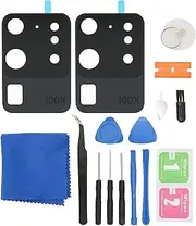 2 Pack S20 Ultra Camera Glass Replacement for Samsung Galaxy S20 Ultra 5G, Rear Camera Glass Lens Replacement with Pre Installed Adhesive and Repair Tools