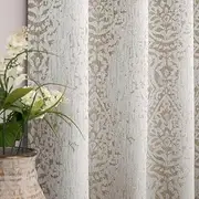 Mrs.Naturall Taupe Geometric Curtains 84 Inches Long for Living Room 2 Panels 50% Blackout Window Design Moroccan Damask Patterned Neutral Contemporary Dining Bedroom, Grey Tan Beige/Light Brown