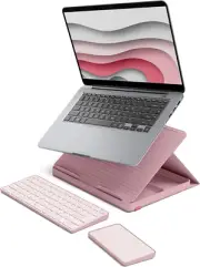 Logitech Casa Pop Up Desk Kit - Adjustable Laptop Stand for Desk, Wireless Keybo