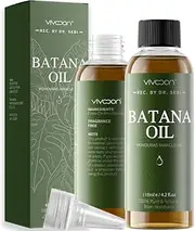Batana Oil for Hair Growth, 100% Pure & Natural Raw Batana Oil, Dr. Sebi Organic Oil from Honduras, Care for Hair Thickness & Scalp & Skin, 1 Bottle with 2 Caps 4.2oz