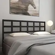 Black Bed Headboard Solid Wood Pine, King Headboards, Mount Head, Wall Mounted, Adjustable Bedframe, Bedroom, 185.5 cm