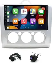 Car Stereo Compatible for Ford Focus 2004-2011, for Mondeo 2007-2011 Double DIN Car Stereo Radio 2+32G 9" Touch Screen Radio Wireless Carplay Android Auto Bluetooth WiFi FM GPS Mic