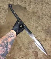 24" CUSTOM HANDMADE STEEL BLADE HELLBOY SPEAR KNIFE WOOD HANDLE+SHEATH