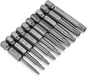 10PCS Torx Head Screwdriver Bit Set, VAKOGAL S2 Steel Magnetic Security Tamper Proof Star 6 Point Screw Driver Kit Tools, 1/4 Inch, Hex Shank T7-T40 2Inch/50mm Length