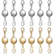 12 Pieces Locking Magnetic Jewelry Clasp Round Necklace Clasp Gold, Silver