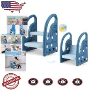 Two-Step Toddler Step Stool with Handles - Perfect for Bathroom and Kitchen Use