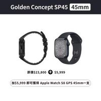 Golden Concept 錶殼 45mm SP45-烏黑/黑+Apple Watch S8 GPS 45mm 鋁金屬錶殼+運動錶帶組