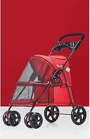 Lightly Foldable Pet Stroller Dog Cat Teddy Small Compact Four-Wheeled Outdoor Supplies