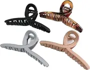 Nalodu Hair Claw Clips Large 4.3 Inch No Slip Big Matte Jaw Butterfly Clip Clamp 4 Colors for Thin Fine Thick Hair Women, 4 Pack