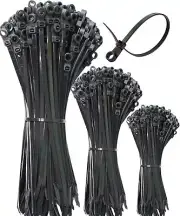 300Pcs Zip Ties Assorted Sizes Black Zip Ties with Screw Hole 6/8.6/12 Inch Cabl