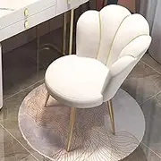 Vanity Stool Chair for Makeup Room, Velvet Dressing Table Stool, Accent Chair for Bedroom with Metal Legs, Makeup Vanity Chair Bench Leisure Armchair for Living Room(Color:White)
