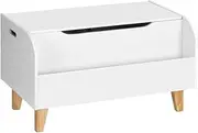 Keezi Kids Toy Box, Children Toys Storage Cabinet Chest Activity Centre Furniture Multifunctional Play Living Room Bedroom Decor, MDF Organiser Bookshelf with Lids Pine Wood Legs White