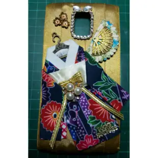 【手工訂製】日式和服珍珠鑽立體手機殼（note4版）