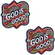 [Zcketo] 2 PCS God is Good Morale Patch: Funny Christian Christ Patches Cute Meme Patch -Bible Verse Hook and Loop Fastener Sew On Patch - Embroidered Emblem for Tactical Clothes Backpack Vest