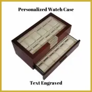 24 Personalized Oversized Wood Watch Box Display Case Storage Jewelry Organizer