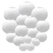 16 Pack White Paper Lanterns White Hanging Paper Lantern Decorative Round Chi...