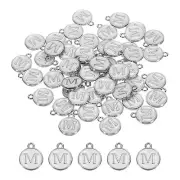Alphabet M Enamel Letter Charm Enamel Initial Charm White 50 Pcs