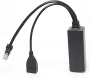 Gigabit Ethernet Active PoE Splitter 48V to 5.2V 2.4A with USB Female Type