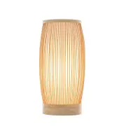 Natural Woven Bamboo Cylinder Table Lamp Light Shade Boho Tropical Coastal