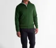 Fairway & Greene Baruffa Merino Long Sleeve Windproof 1/4 Zip Olive Pick size