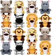 16 Pieces Safari Mini Stuffed Jungle Animal Set Small Stuffed Forest Animal 3.75